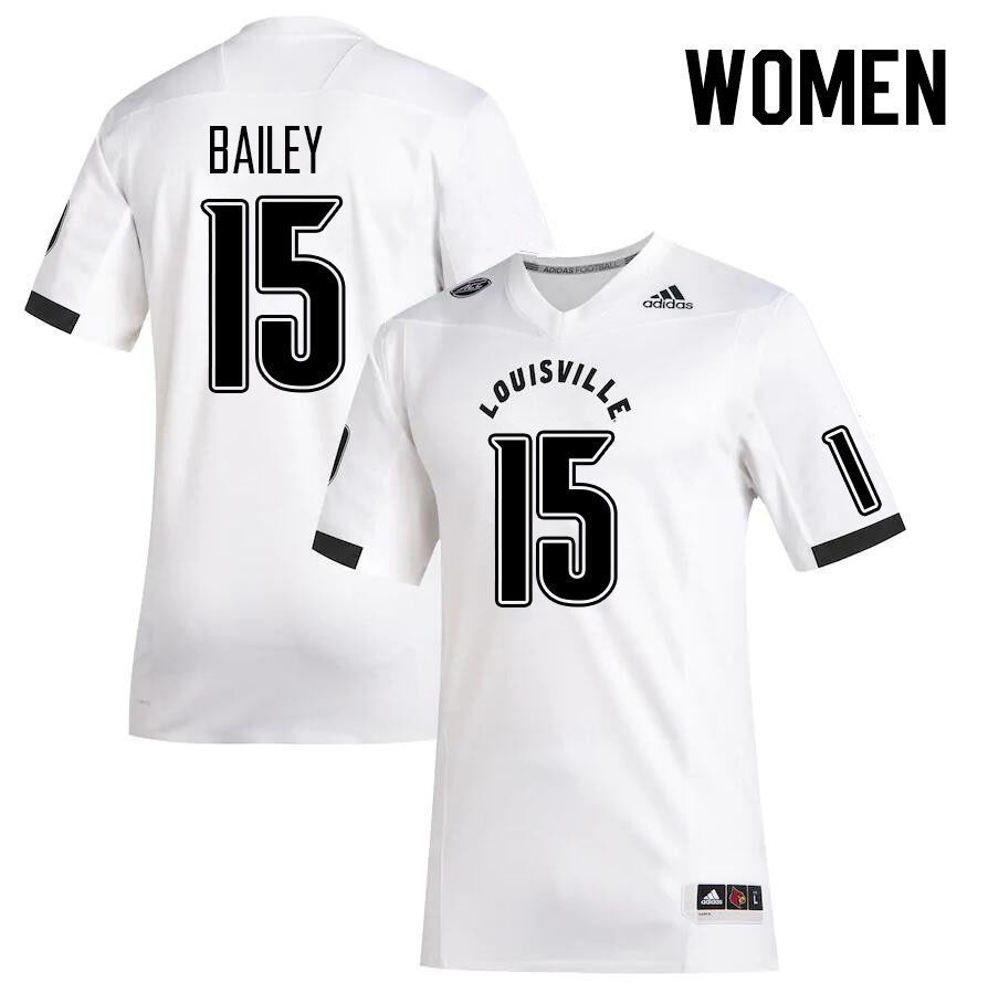 Women #15 Harrison Bailey Louisville Cardinals College Football Jerseys Stitched Sale-White - Click Image to Close